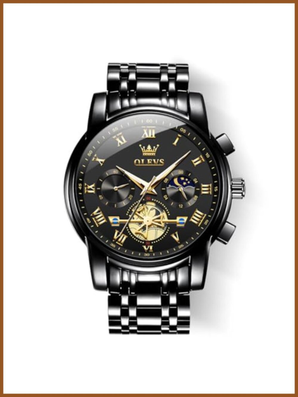 Luxury Waterproof Big Face Stainless Steel Multifunction Men's Watch